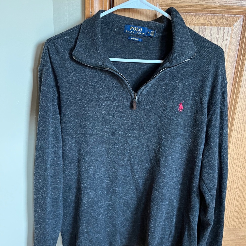 Polo by Ralph Lauren Men's Charcoal Zip-Up Sweater